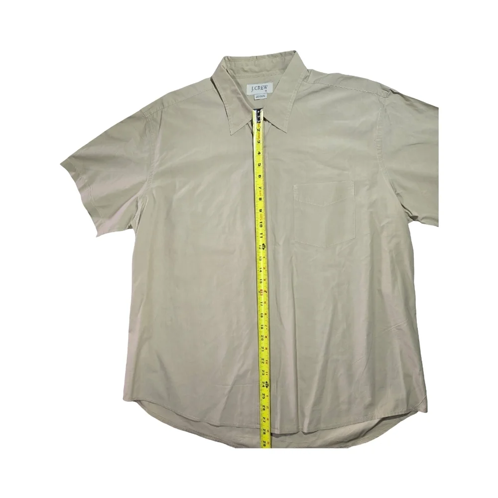J. Crew Men's Beige Short Sleeve Button-Down Shirt Size XL